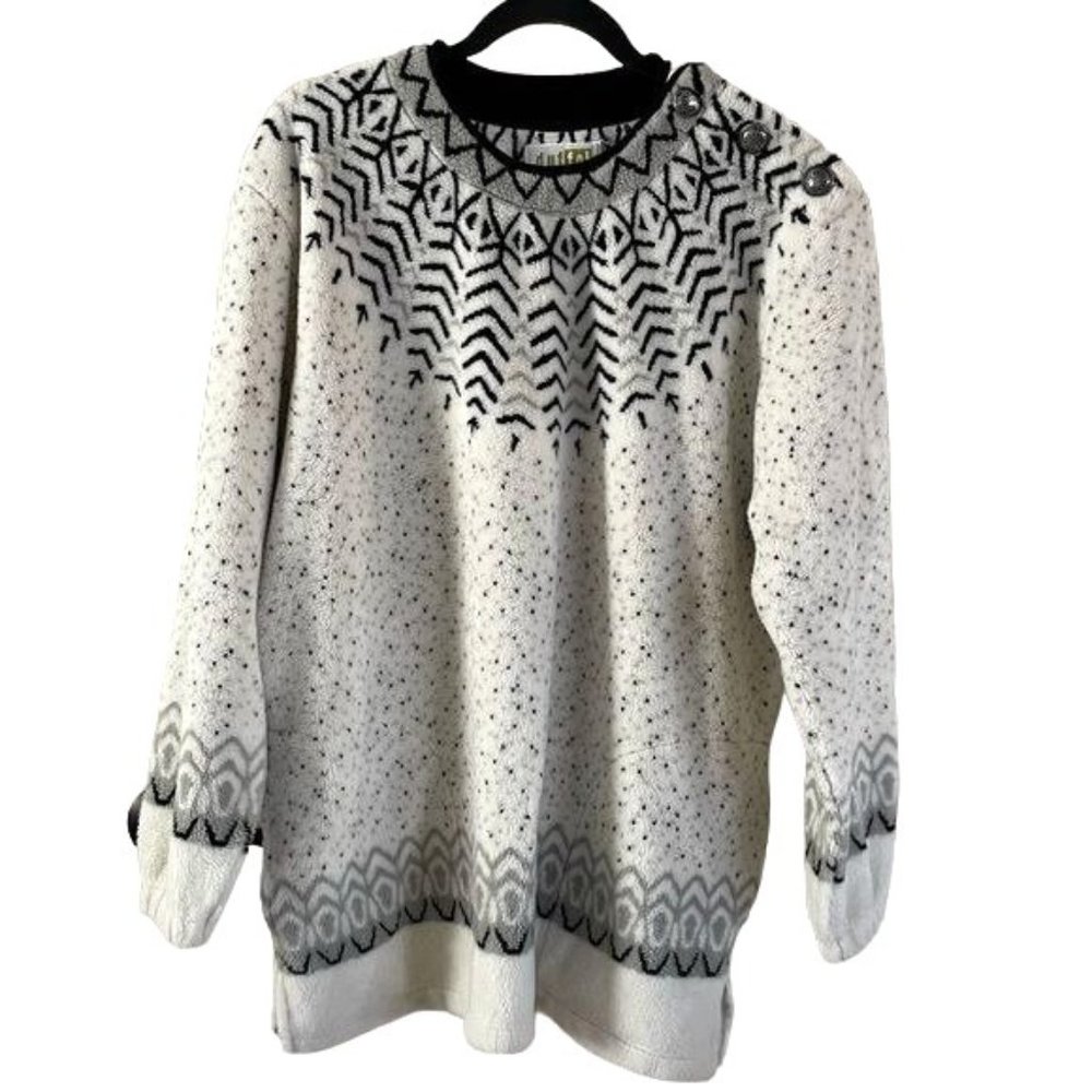 Duffel Outdoor Winter Pullover Sweater White Gray Warm C310, Sz Medium